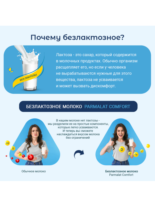 Молоко Parmalat безлактозное ультрапастеризованное 0.05%, 1л