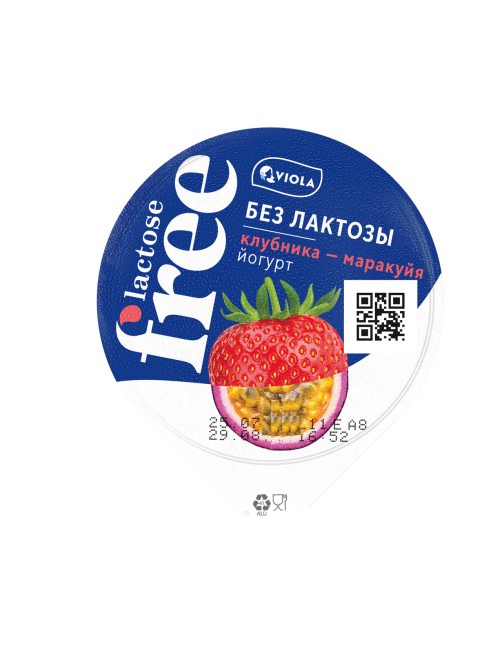 Йогурт Viola безлактозный Free клубника-маракуйя 2.7%, 180г