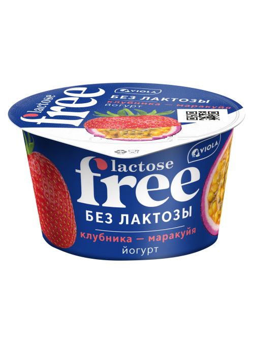 Йогурт Viola безлактозный Free клубника-маракуйя 2.7%, 180г