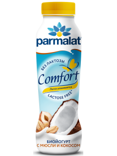 Йогурт питьевой Parmalat безлактозный мюсли и кокос 1.5%, 290г
