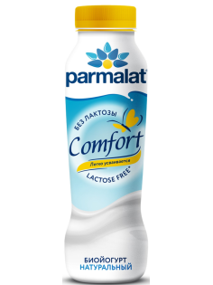 Йогурт питьевой Parmalat Comfort безлактозный натуральный 1.7%, 290г