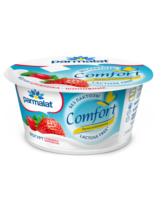 Йогурт безлактозный клубника-шиповник Parmalat 3%, 130г