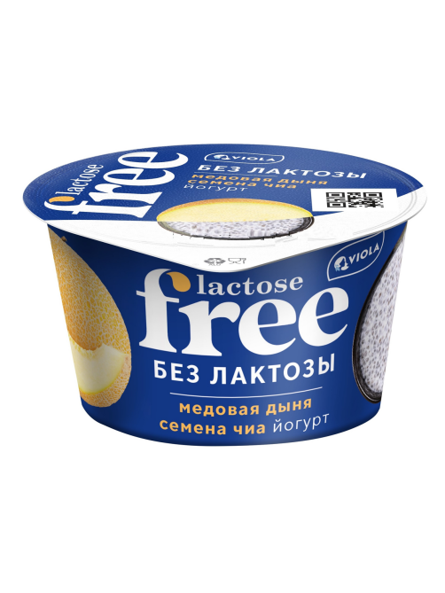 Йогурт Viola безлактозный Free дыня-семена чиа 2.7%, 180г