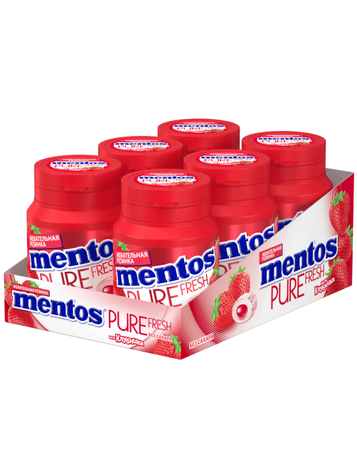 Жевательная резинка Mentos Pure White клубника, 54г