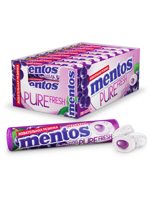 Жевательная резинка Mentos Pure Fresh вкус Виноград, 15.5г