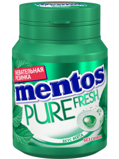 Жевательная резинка Mentos Pure white нежная мята, 54г