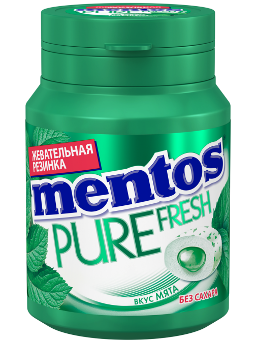 Жевательная резинка Mentos Pure white нежная мята, 54г
