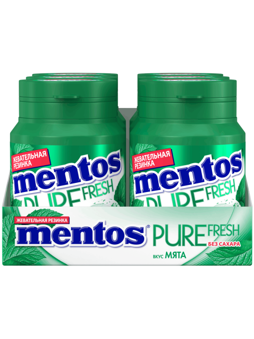 Жевательная резинка Mentos Pure white нежная мята, 54г