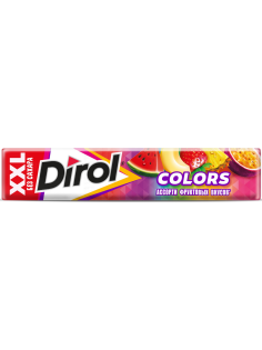 Жевательная резинка Dirol Colors XXL без сахара ассорти Фруктовых вкусов, 19г