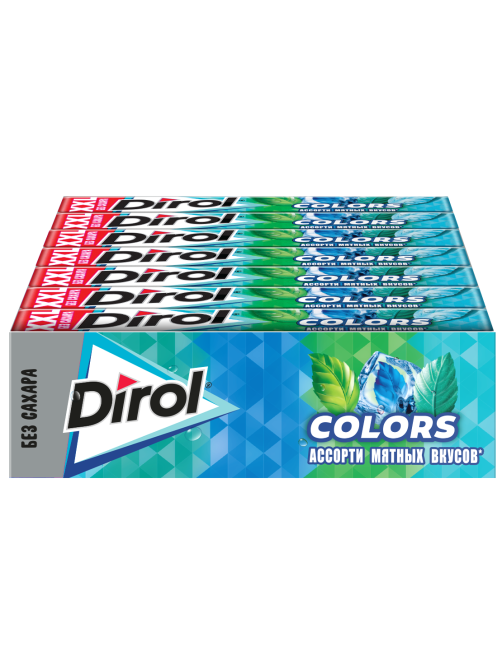 Жевательная резинка Dirol Colors XXL без сахара ассорти Мятных вкусов, 19г