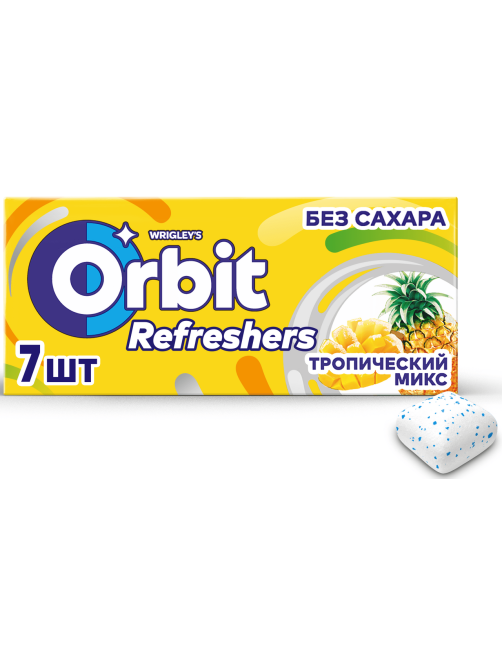Жевательная резинка Orbit Refreshers тропический микс, 16г