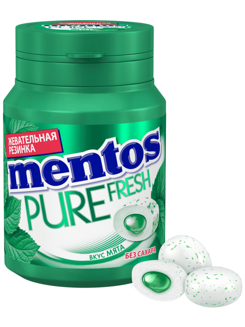 Жевательная резинка Mentos Pure white нежная мята, 54г