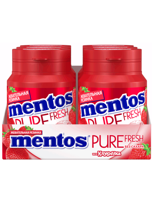 Жевательная резинка Mentos Pure White клубника, 54г