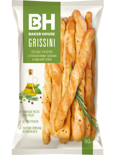 Хлебные палочки Baker House Grissini с итальянскими травами и морской солью, 80г