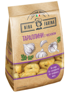 Тараллини Nina Farina с чесноком, 180г