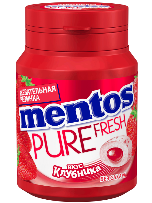 Жевательная резинка Mentos Pure White клубника, 54г