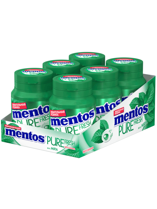 Жевательная резинка Mentos Pure white нежная мята, 54г
