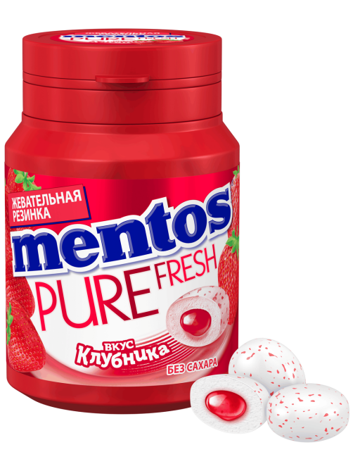 Жевательная резинка Mentos Pure White клубника, 54г