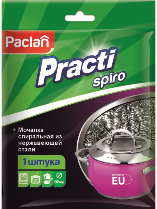 Мочалка Paclan Practi Spiro металлическая, 5.5 х 5.5см