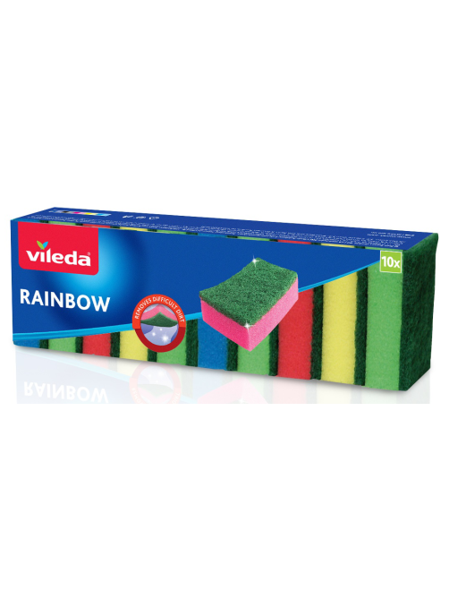 Губка для мытья посуды Vileda Радуга 5 х 8см, 10шт