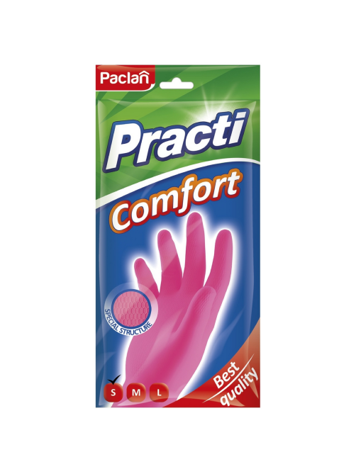 Перчатки хозяйственные Paclan Comfort латексные S, 30 x 14.5 x 0.9см