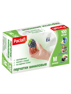 Перчатки хозяйственные Paclan виниловые М, 100шт