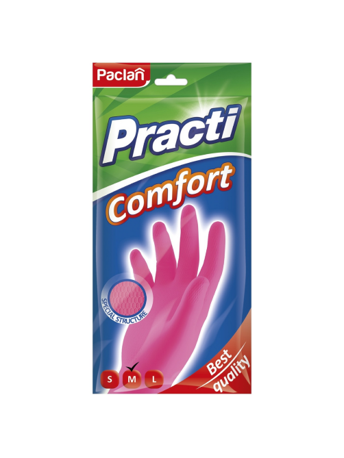 Перчатки хозяйственные Paclan Comfort латексные М, 30 x 14.5 x 0.9см