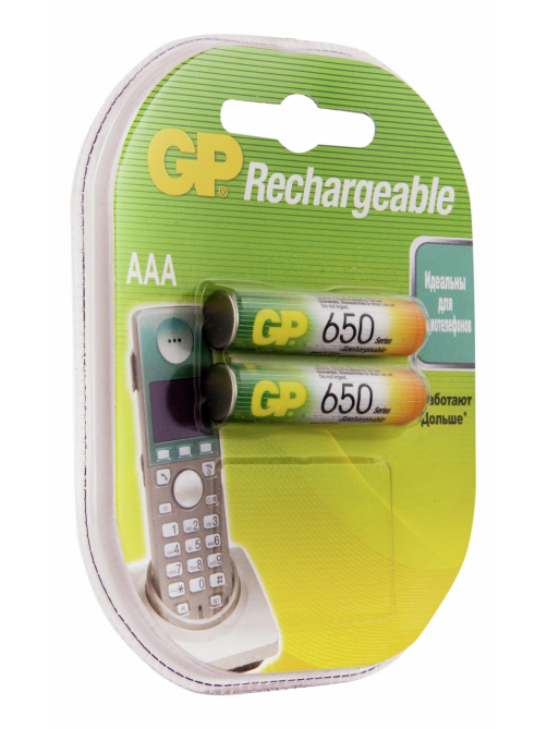 Батарейки аккумуляторные GP ААА 650мАч, 2шт