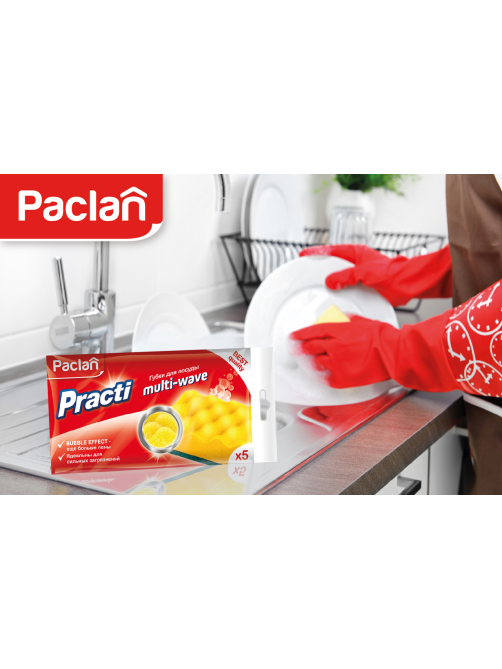 Губки для посуды Paclan Practi Multi-Wave 10 x 7 x 4см, 5шт