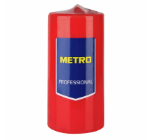 METRO PROFESSIONAL Свеча столбовая красная лакированная, 4 x 9см