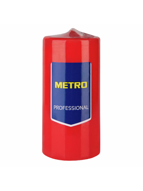 METRO PROFESSIONAL Свеча столбовая красная лакированная, 4 x 9см