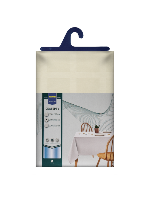 METRO PROFESSIONAL Скатерть экрю в клетку, 200 х 220см