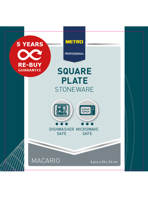METRO PROFESSIONAL Блюдо Macario квадратное черное 26см, 6шт