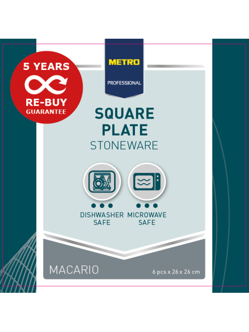 METRO PROFESSIONAL Блюдо Macario квадратное белое 26см, 6шт
