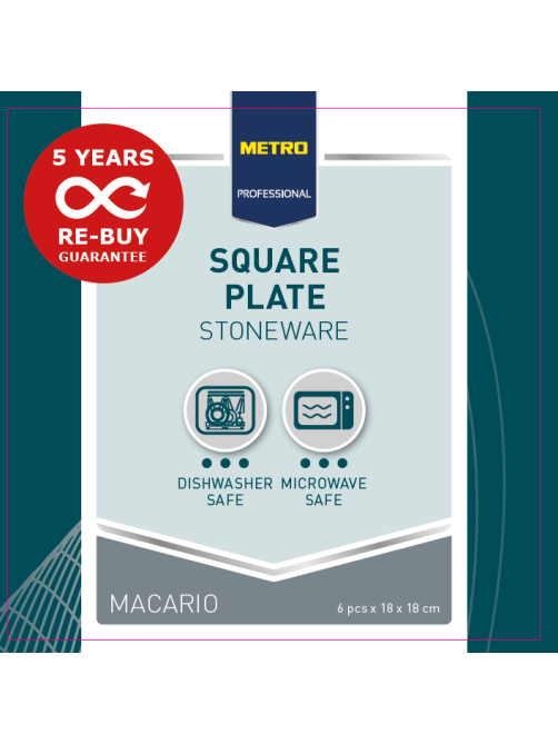 METRO PROFESSIONAL Блюдо Macario квадратное белое 18см, 6шт