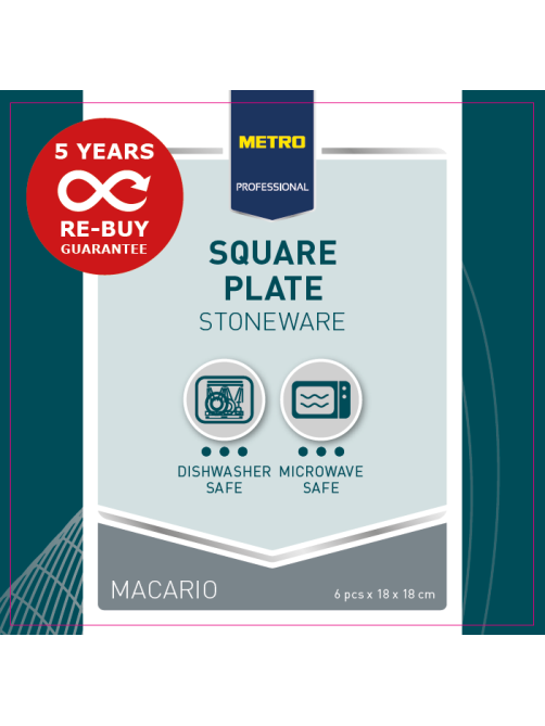 METRO PROFESSIONAL Блюдо Macario квадратное черное 18см, 6шт