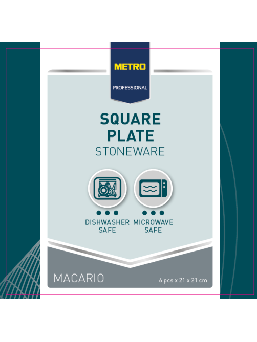 METRO PROFESSIONAL Блюдо Macario квадратное белое 21см, 6шт