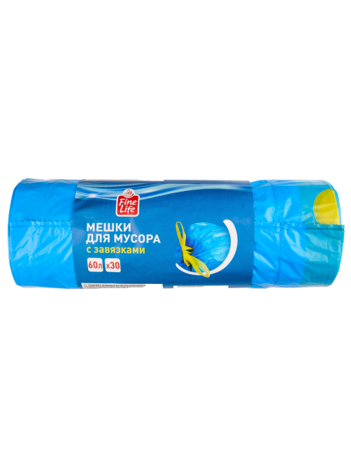 Fine Life Пакеты для мусора с завязками 25мкм 30шт, 60л