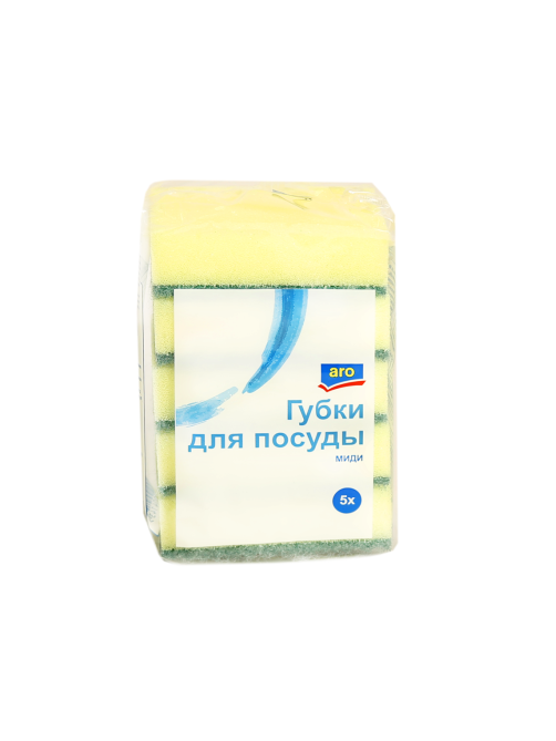 aro Губки для мытья посуды миди 6 x 9см, 5шт