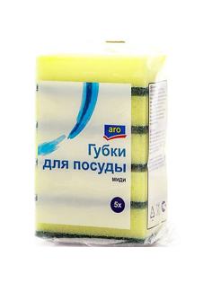 aro Губки для мытья посуды миди 6 x 9см, 5шт