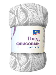 aro Плед флисовый Париж серый 170г, 130 х 170см