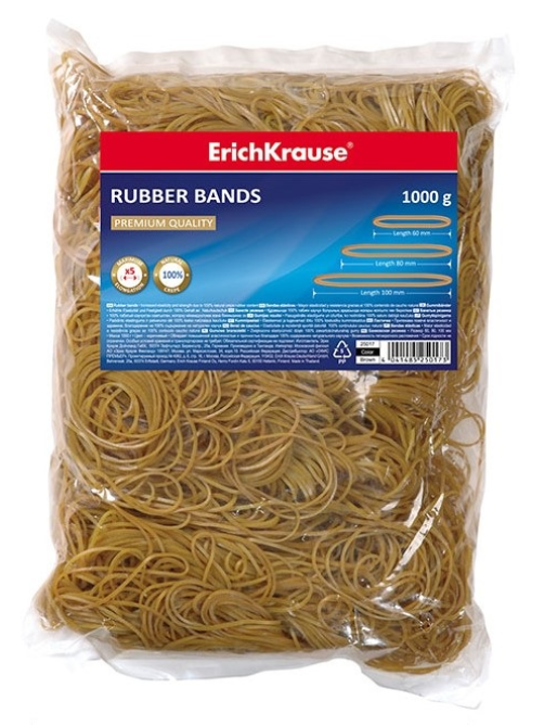 Резинки банковские Erichkrause каучуковые коричневые 1.3мм, 1кг