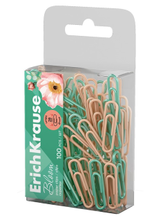 Скрепки Erichkrause Pastel Bloom металлические 28мм, 100шт