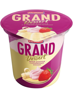 Пудинг Ehrmann Grand Dessert белый шоколад с клубничным муссом 6%, 200г