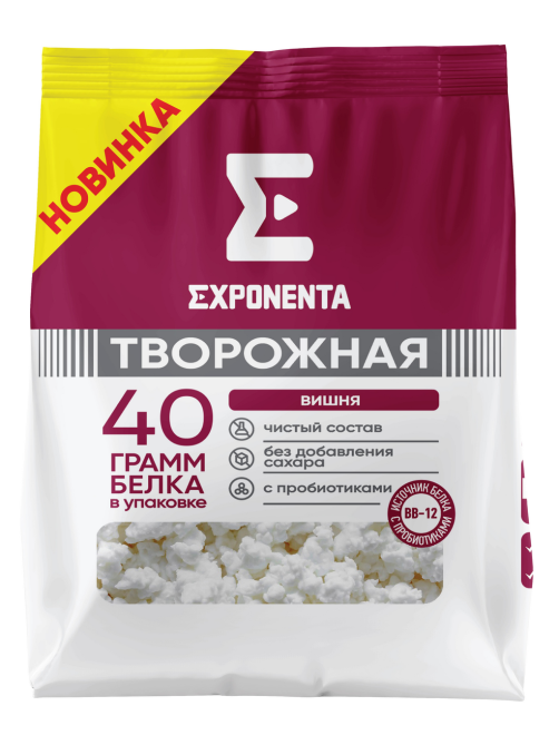 Продукт творожный Exponenta обезжиренный с вишней, 250г