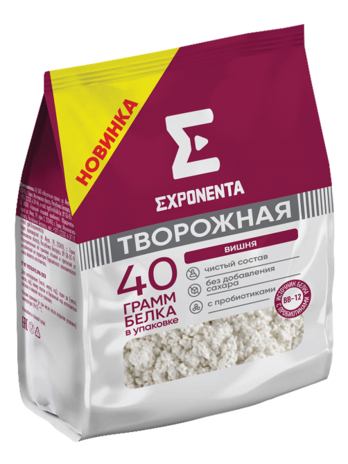 Продукт творожный Exponenta обезжиренный с вишней, 250г