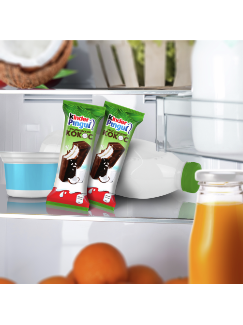 Пирожное бисквитное Kinder Pingui с молочной начинкой покрытое шоколадной глазурью со вкусом кокоса 30г