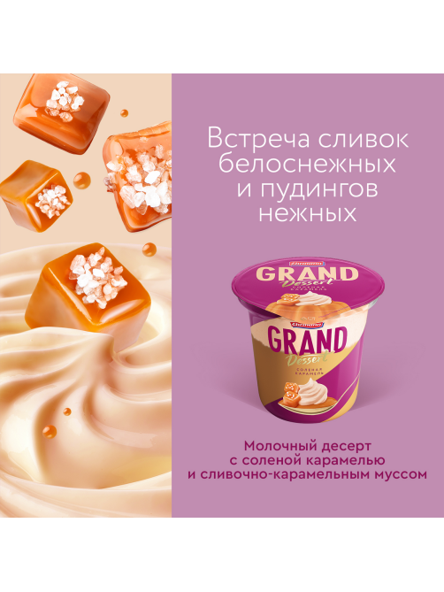Пудинг Ehrmann Grand Dessert молочный соленая карамель 4.7%, 200г