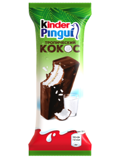 Пирожное бисквитное Kinder Pingui с молочной начинкой покрытое шоколадной глазурью со вкусом кокоса 30г