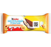 Пирожное бисквитное Kinder молочный ломтик персик и маракуйя, 28г
